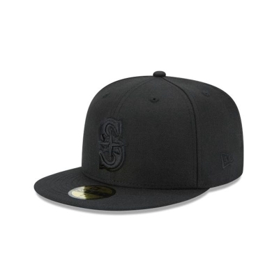 Sapca New Era Seattle Mariners MLB Black On Black 59FIFTY Fitted - Negrii